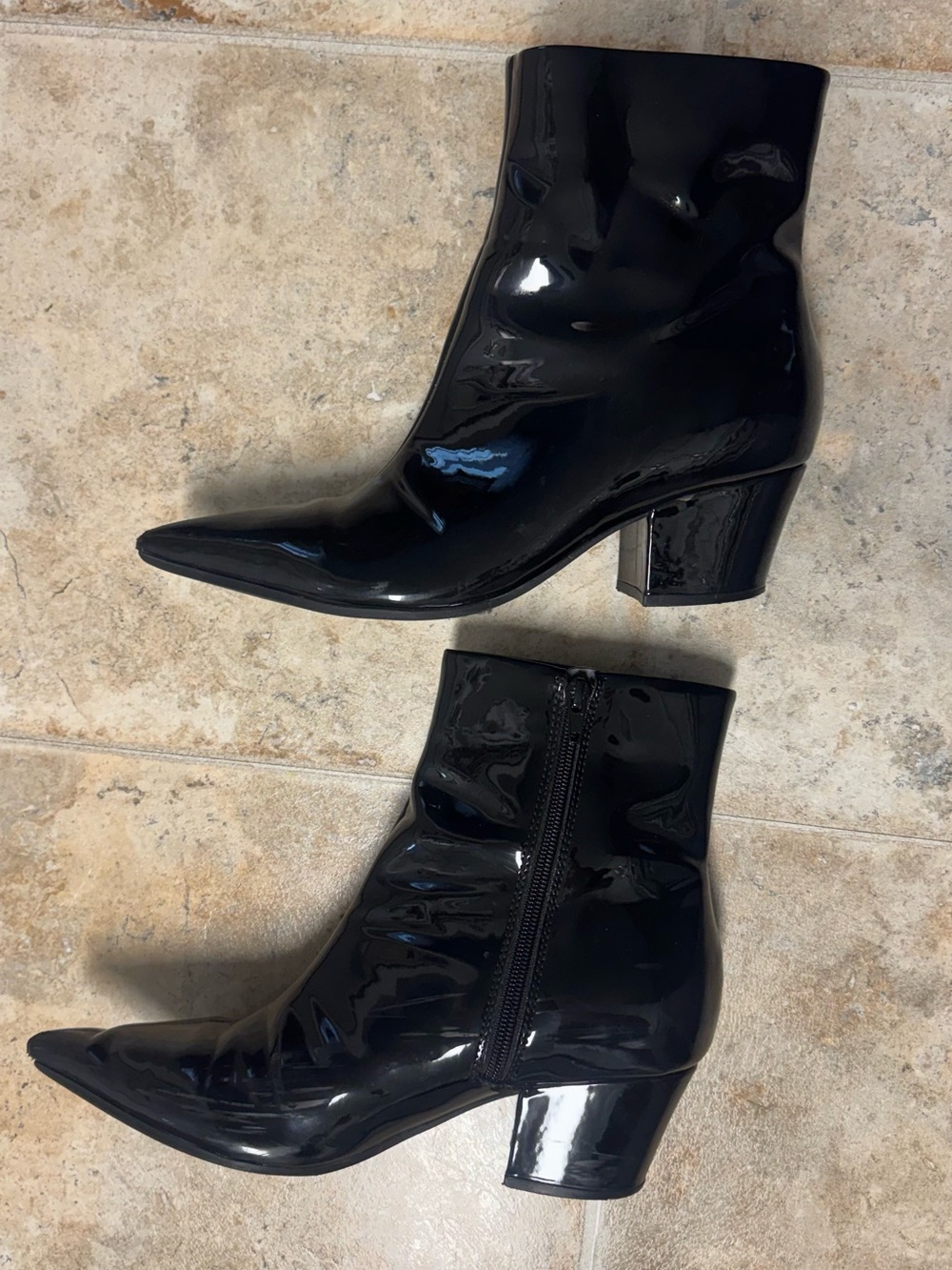 Nine West | Serri Block Heel Bootie Ankle Black Patent Leather